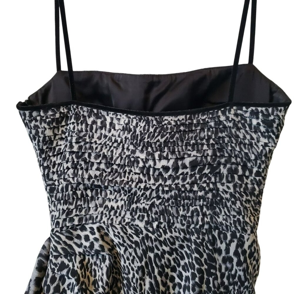 Rasario Black Gray Leopard Print Ruched Bodycon Cocktail Dress - Picture 12 of 13